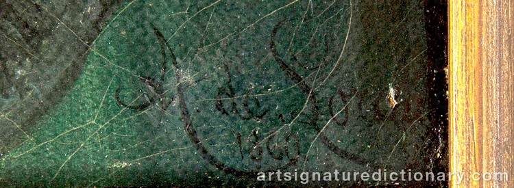 Authentic signature by August Frederik Carl LORANGE on Painting/Watercolour artwork