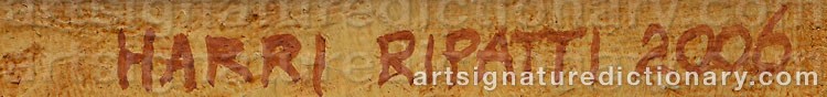 Authentic signature by Harri RIPATTI on artwork
