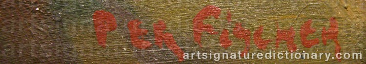 Authentic signature by Per FISCHER on Painting/Watercolour artwork