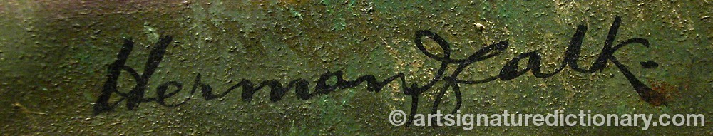 Authentic signature by Herman FALK on  artwork