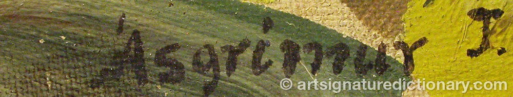 Authentic signature by Asgrimur JONSSON on artwork