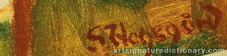 Authentic signature by Sigurd HAGEGÅRD on  artwork