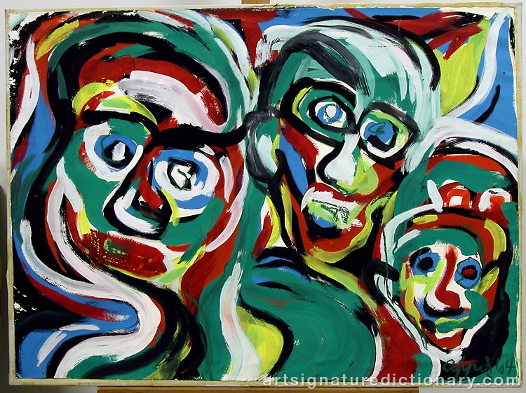 Close-up details showing Karel APPEL signature forgery characteristics