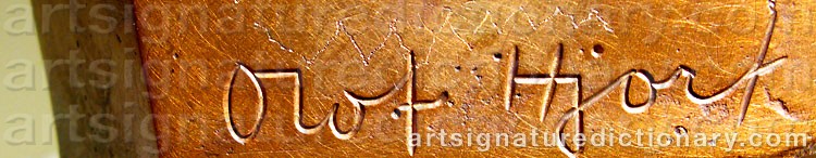 Authentic signature by Olof HJORT on artwork