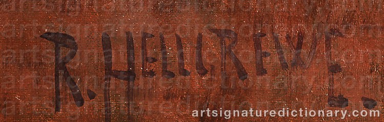 Authentic signature by Rudolf HELLGREWE on artwork