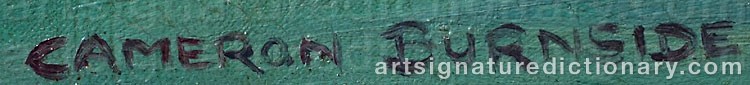 Authentic signature by Cameron BURNSIDE on  artwork