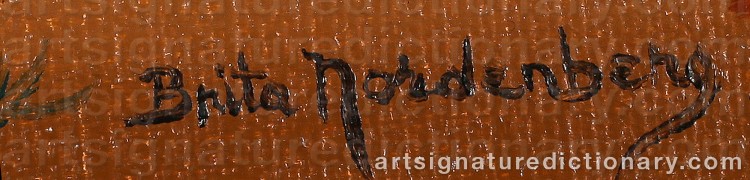Authentic signature by Brita NORDENBERG on Painting/Watercolour artwork