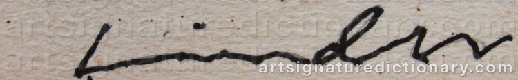 Authentic signature by Alf LINDER on artwork