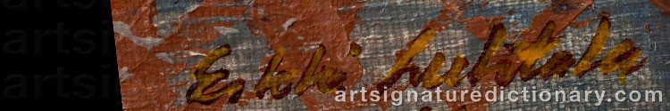 Authentic signature by Erkki LUHTALA on  artwork