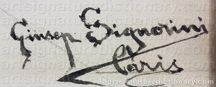 Authentic signature by Giuseppe SIGNORINI on Painting/Watercolour artwork