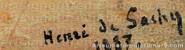 Authentic signature by Henri Emile De SACHY on  artwork