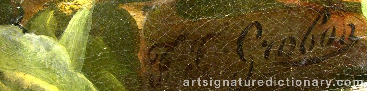 Authentic signature by François Frédéric GROBON on  artwork