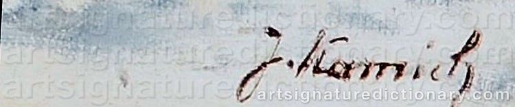 Authentic signature by Jaroslav KAMICH on  artwork