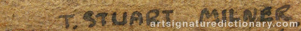 Authentic signature by Thomas Stuart MILNER on  artwork