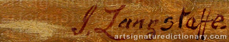 Authentic signature by John LANGSTAFFE on  artwork