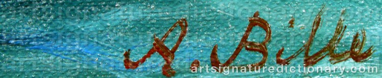 Authentic signature by A. BILLE on  artwork