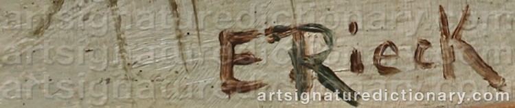 Authentic signature by Emil RIECK on  artwork