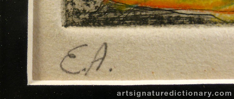 Close-up details showing Edvard MUNCH signature forgery characteristics