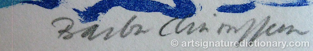 Authentic signature by Barbro CHRISTOFFERSSON on  artwork