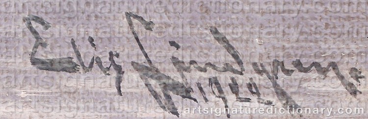 Authentic signature by Elis LINDGREN on Painting/Watercolour artwork