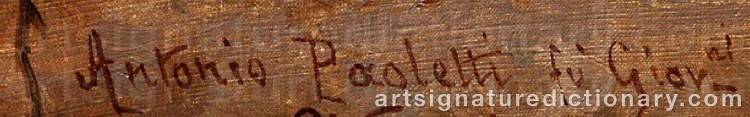 Authentic signature by Antonio Ermolao PAOLETTI on  artwork