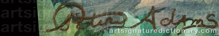 Authentic signature by Peter ADAMS on Painting/Watercolour artwork