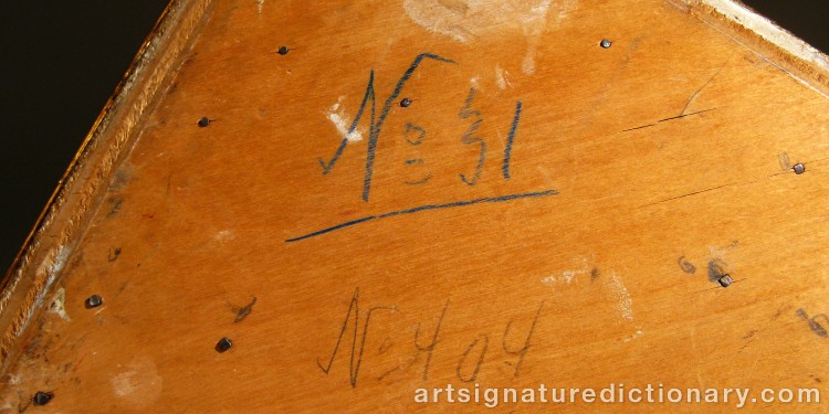 Close-up details showing Frits THAULOW signature forgery characteristics