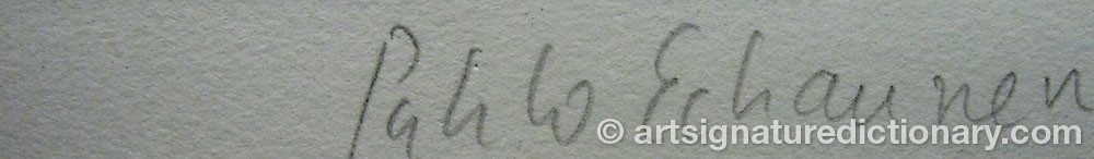 Authentic signature by Pablo ECHAURREN on  artwork