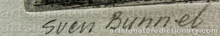 Authentic signature by Sven BUNNEL on artwork