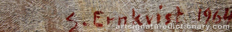 Authentic signature by Sven ERNKVIST on artwork