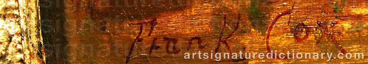 Authentic signature by Frank E. COX on  artwork