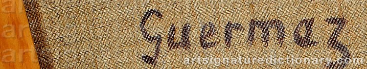 Authentic signature by Abdelkader GUERMAZ on artwork