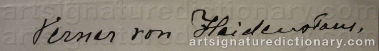 Authentic signature by Verner Von HEIDENSTAM on  artwork