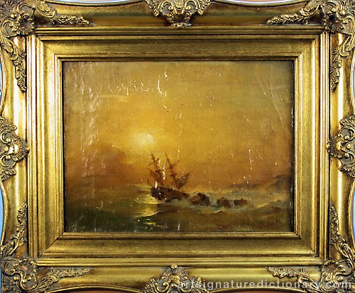 Close-up details showing Ivan Konstantinovich AIVAZOVSKY signature forgery characteristics