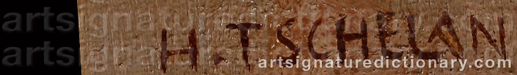 Authentic signature by Hans TSCHELAN on  artwork