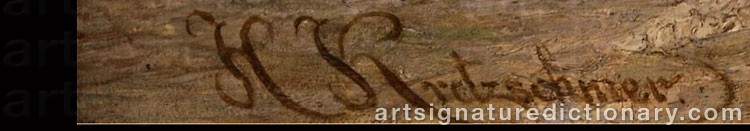 Authentic signature by Johann Hermann KRETZSCHMER on  artwork