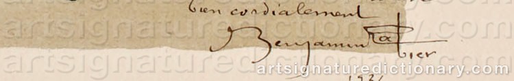 Authentic signature by Benjamin RABIER on  artwork