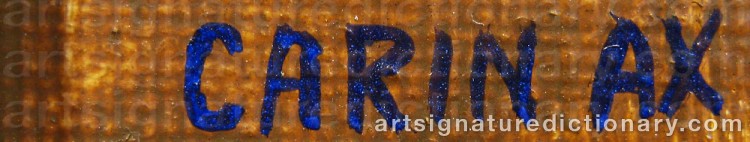 Authentic signature by Carin AX on artwork