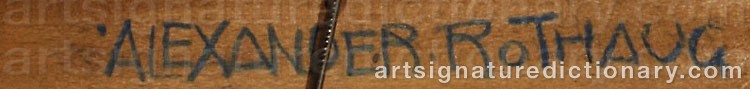 Authentic signature by Alexander ROTHAUG on  artwork
