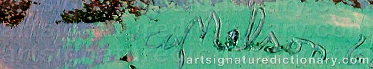 Authentic signature by Carl Gustaf Simon NELSON on  artwork
