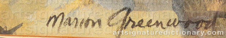 Authentic signature by Marion GREENWOOD on  artwork