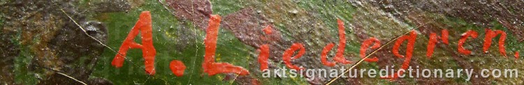 Authentic signature by Adolf Fredrik LIEDEGREN on  artwork