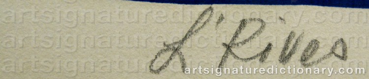 Authentic signature by Leida RIVES-ELFVÉN on Drawing/Graphic/Print artwork