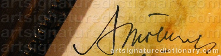 Authentic signature by Aleksandr Grigoryevich TYSHLER on  artwork