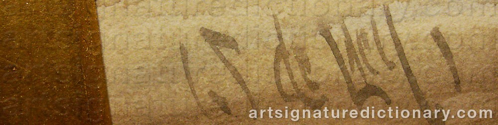Authentic signature by Charles John DE LACY on  artwork