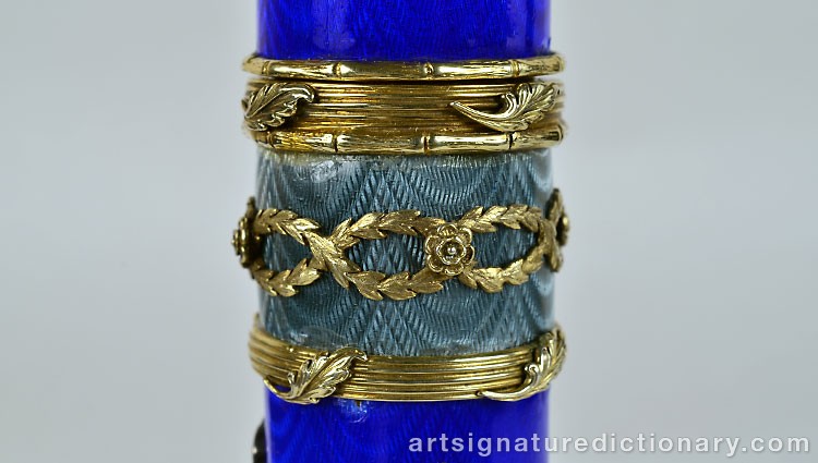 Close-up details showing Carl FABERGÉ signature forgery characteristics