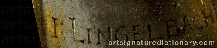 Authentic signature by Johannes LINGELBACH on Painting/Watercolour artwork