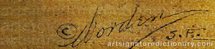 Authentic signature by Willard E. WORDEN on Painting/Watercolour artwork