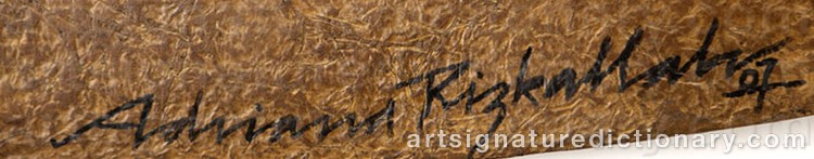Authentic signature by Adriana RIZKALLAH on  artwork