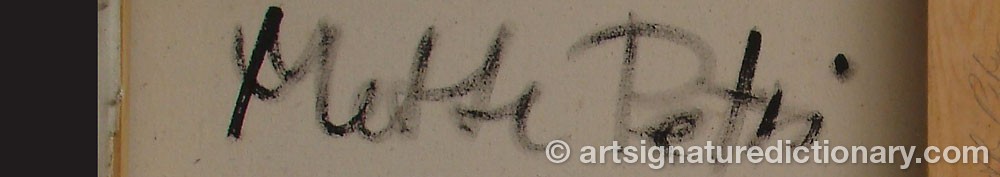 Authentic signature by Mette PETRI on  artwork